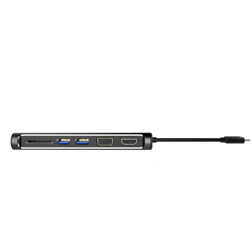 UPTab USB-C (Type C) to HDMI™ 4K, VGA, 2 USB 3.0, Card Reader Adapter - Front Ports