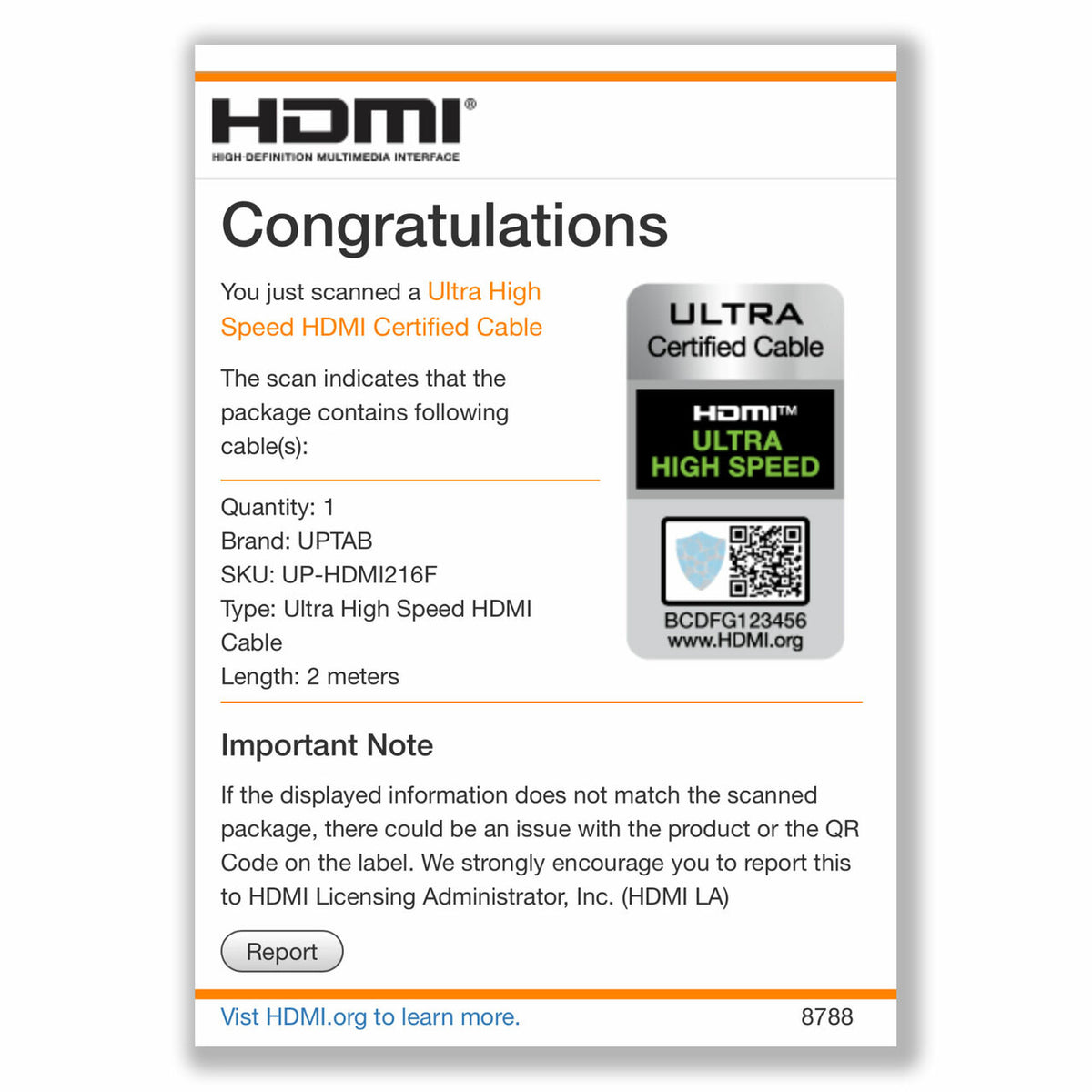 Certified Ultra High Speed HDMI Cable (HDR 8K 48Gbps eARC) Dolby Vision & Dolby Atmos (10FT\3M )