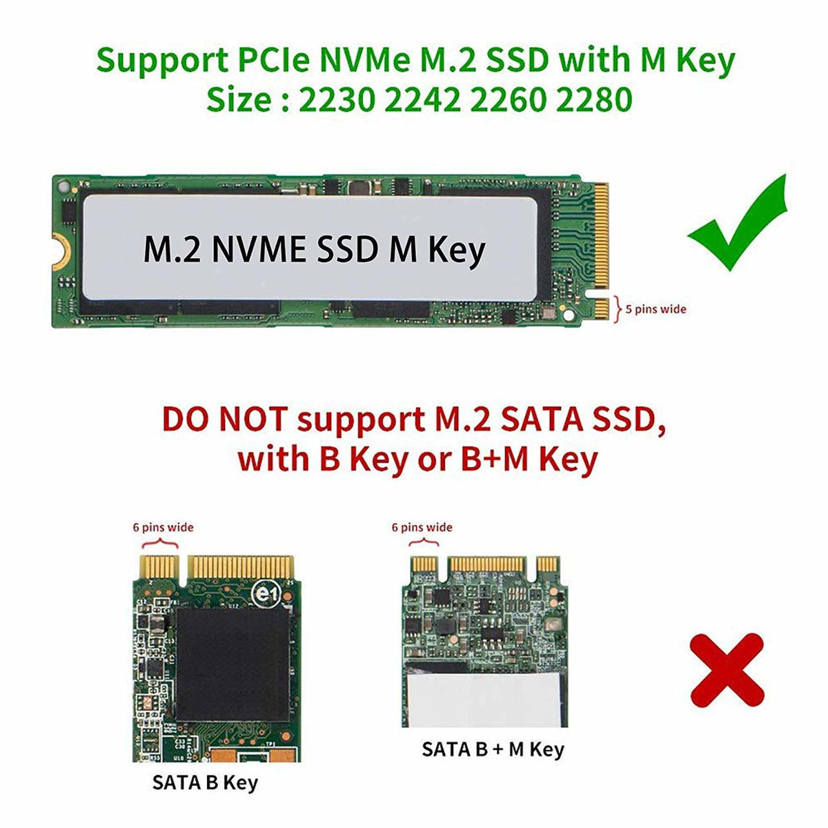 UPTab USB-C 3.2 Gen 2 to M.2 PCI Express (PCIe) NVMe SSD (10Gbps) Thunderbolt 3 Compatible - NVME compatibility