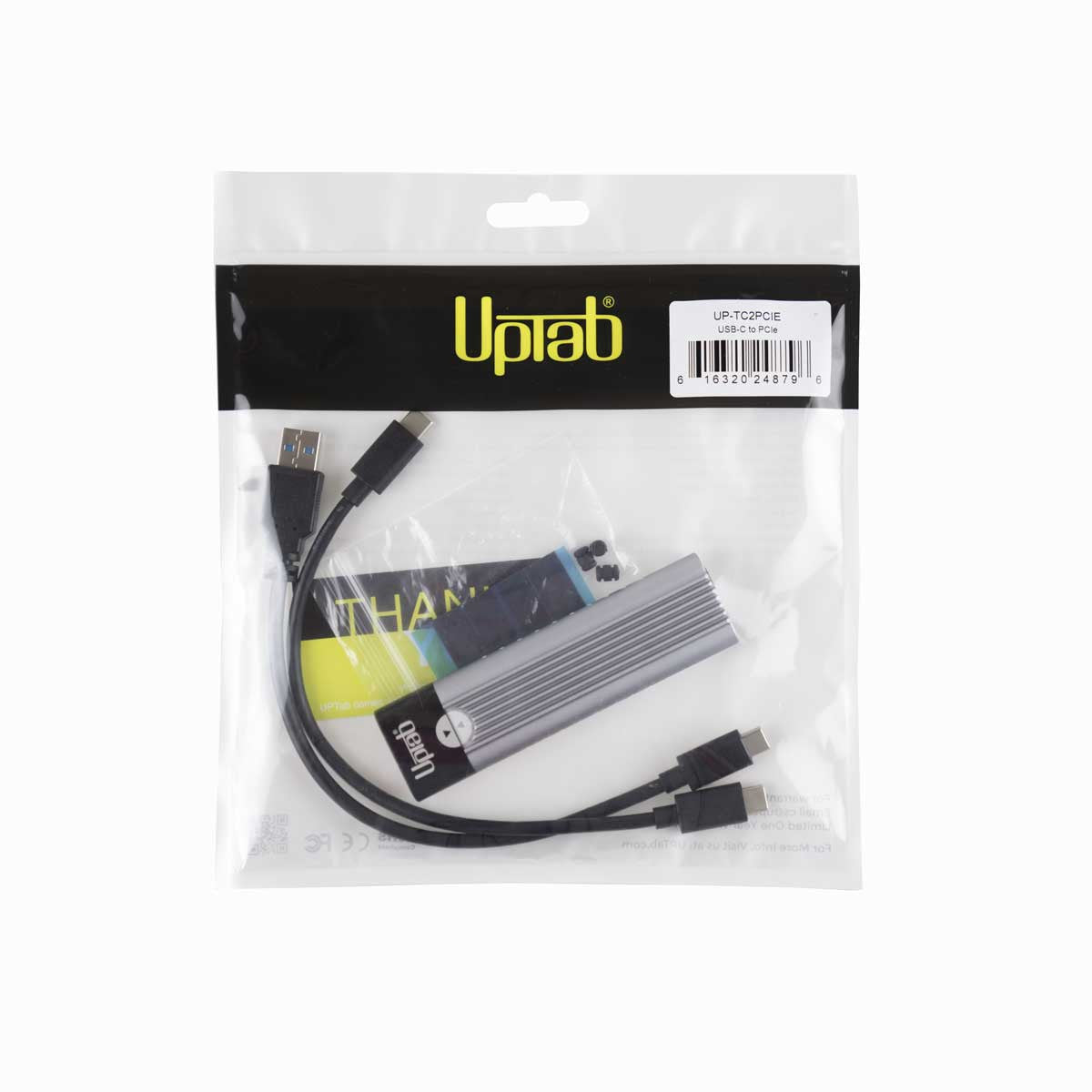 UPTab USB-C 3.2 Gen 2 to M.2 PCI Express (PCIe) NVMe SSD (10Gbps) Thunderbolt 3 Compatible - Enclosure Adapter Tool-Free - Packaging