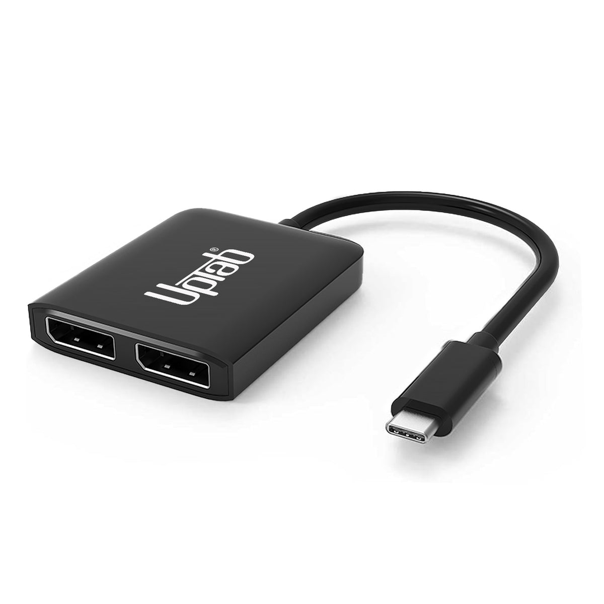 High-performance UPTab USB-C to Dual DisplayPort 8K Adapter – Enables dual 8K@60Hz displays with plug-and-play functionality for laptops and desktops.