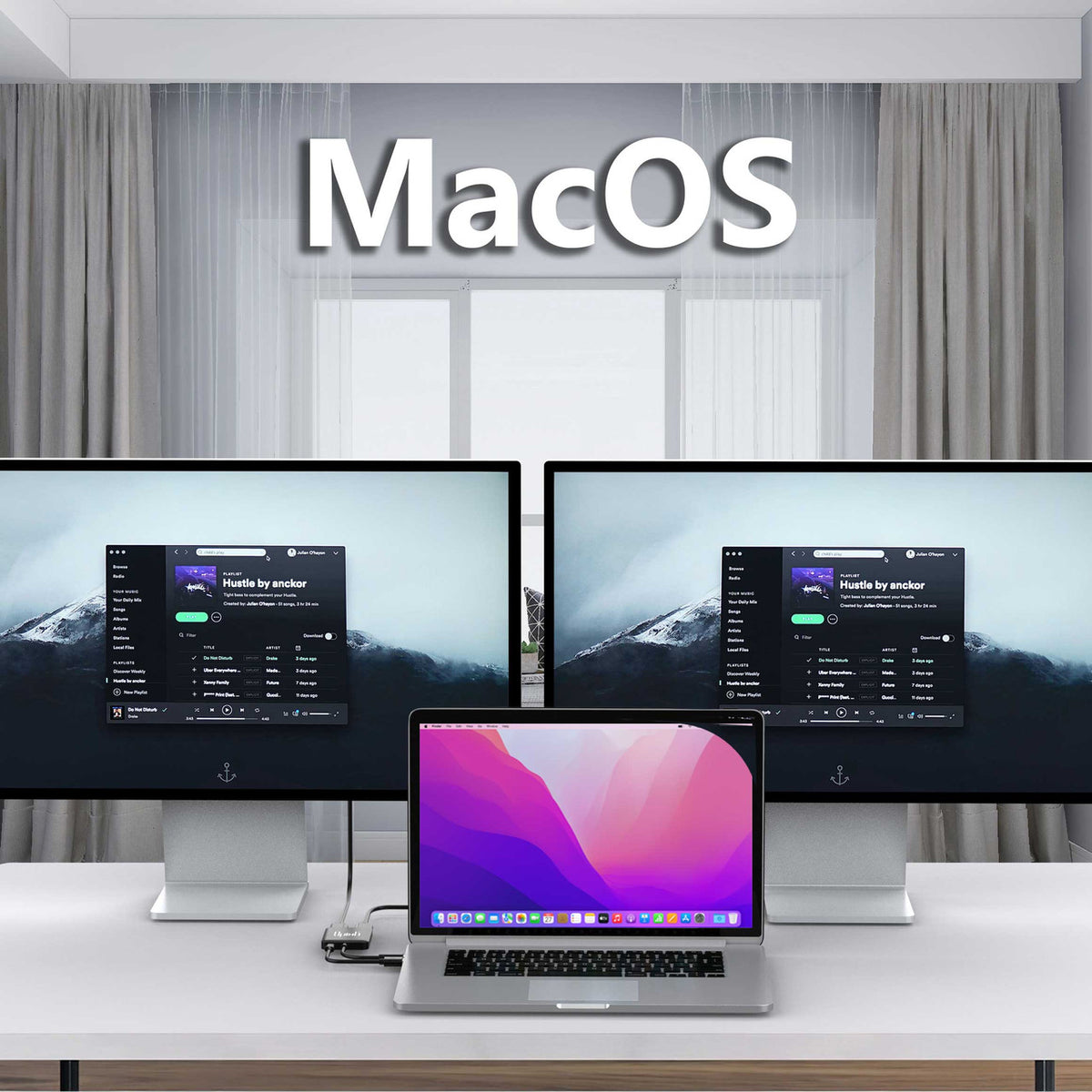 UPTab USB-C (Type C) to Dual Port DisplayPort 8K MST Adapter - Apple macOS Compatibility