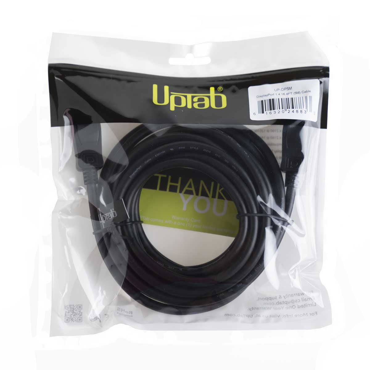 UPTab  DisplayPort to DisplayPort 1.4/Hbr3 Cable 8K at 60Hz 5M/16.4FT - Packaging