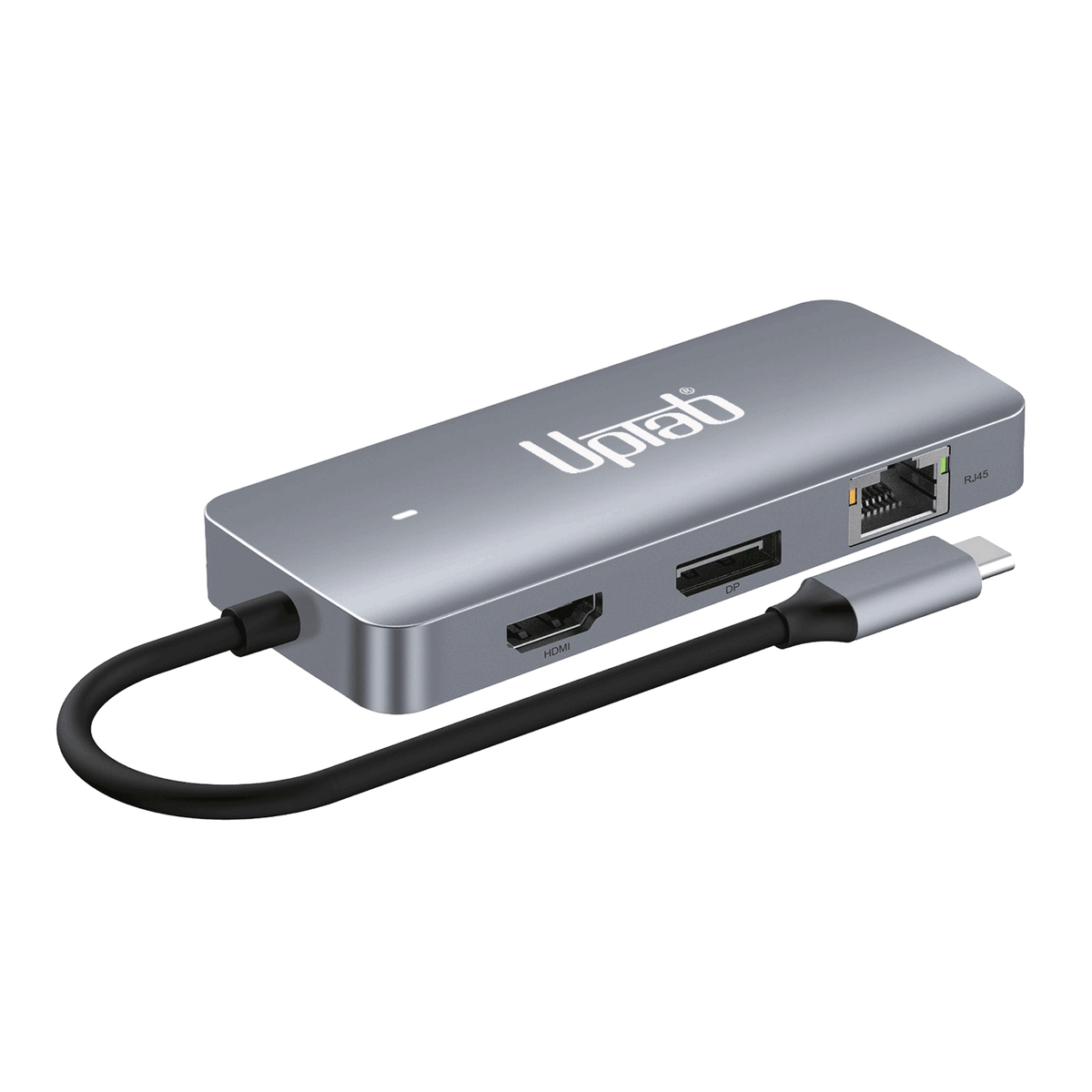 UPTab 7-in-1 USB-C Docking Station with HDMI, DisplayPort, Ethernet, and USB 3.1 Gen 2 ports – compact aluminum multiport adapter
