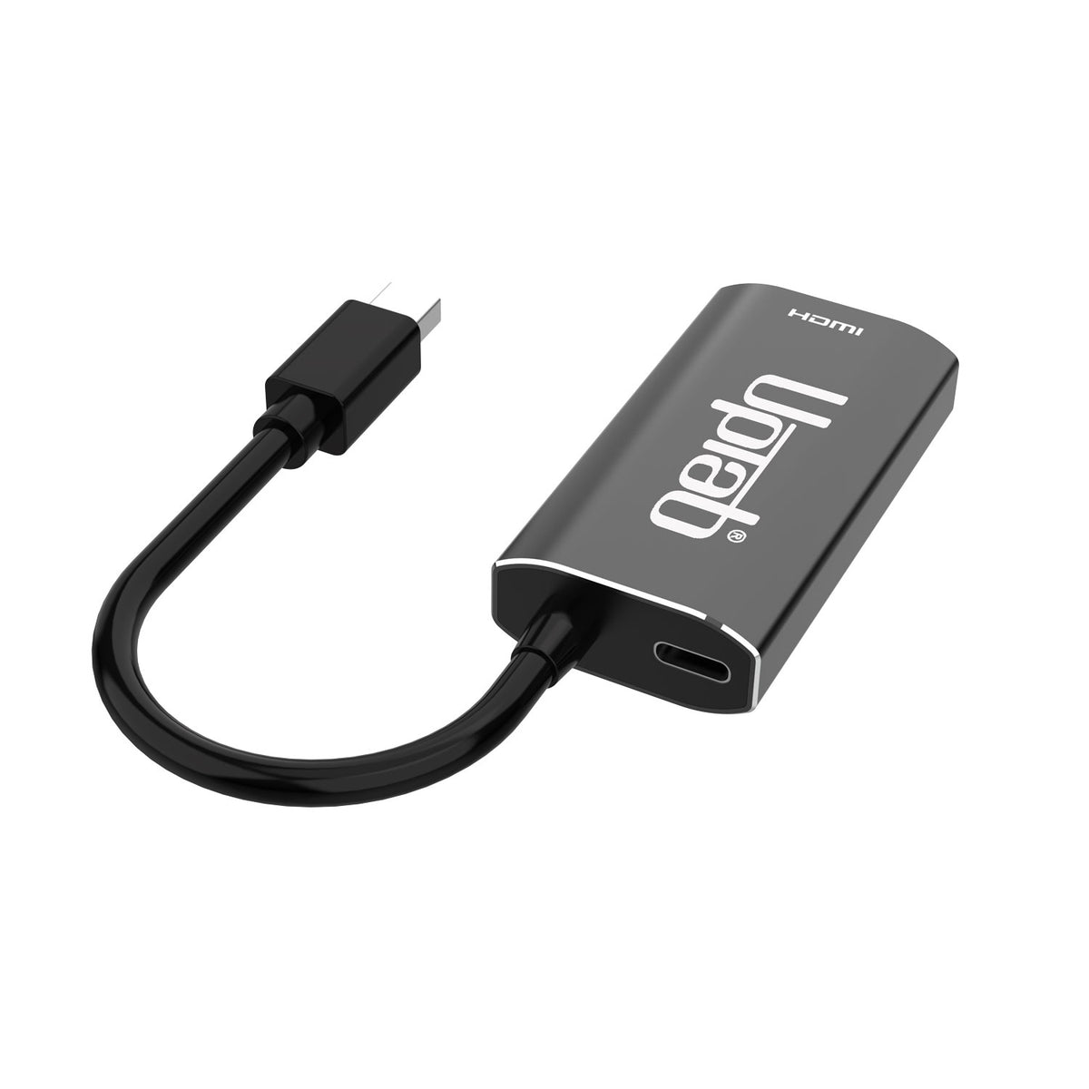 HDMI adapter with USB-C cable on a white background