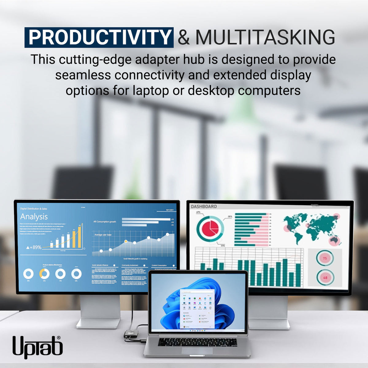 UPTab USB-C (Type C) to Dual Port DisplayPort 8K MST Adapter - Microsoft Windows OS Compatibility